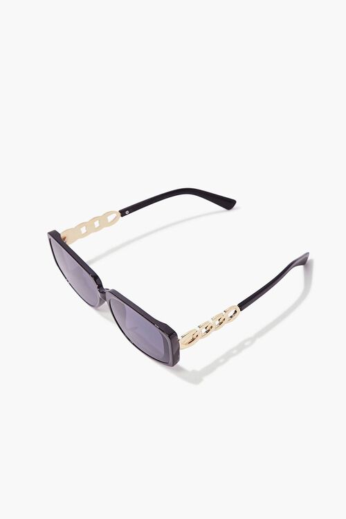 GOLD/BLACK Chain Rectangle Frame Sunglasses, image 5