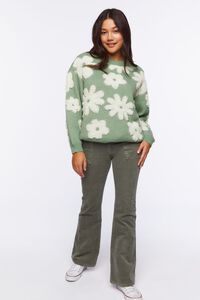 SAGE/WHITE Textured Flower Sweater, image 4