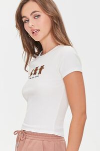 CREAM/MULTI Embroidered Teddy Bear Cropped Tee, image 2
