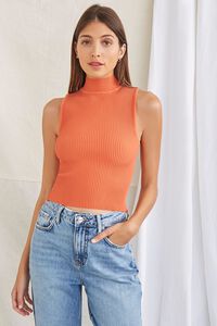 RUST Sweater-Knit Mock Neck Top, image 5