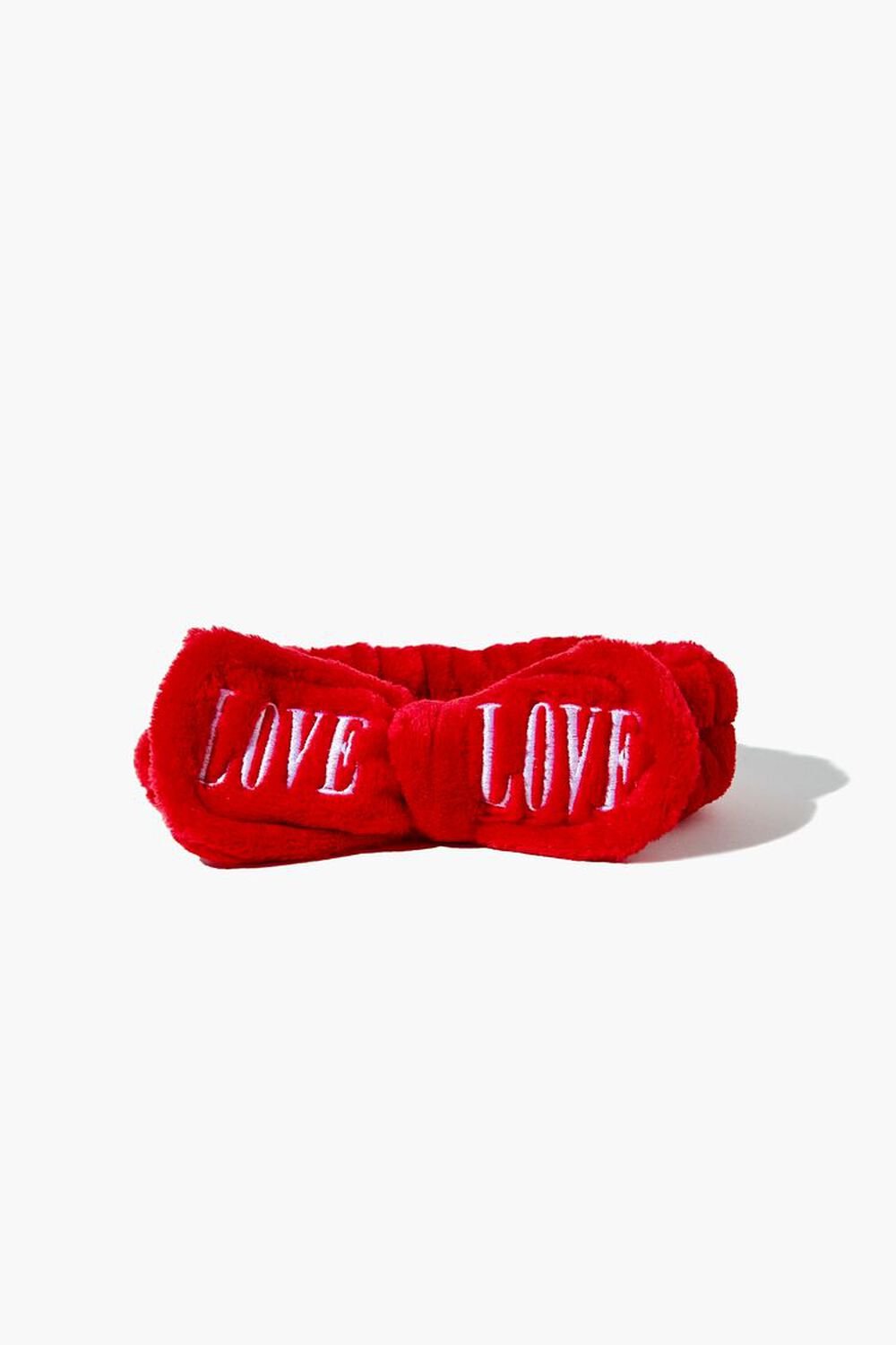 RED/WHITE Love Graphic Bow Headwrap, image 1