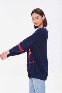 NAVY/RED Varsity-Striped Cardigan Sweater, image 2
