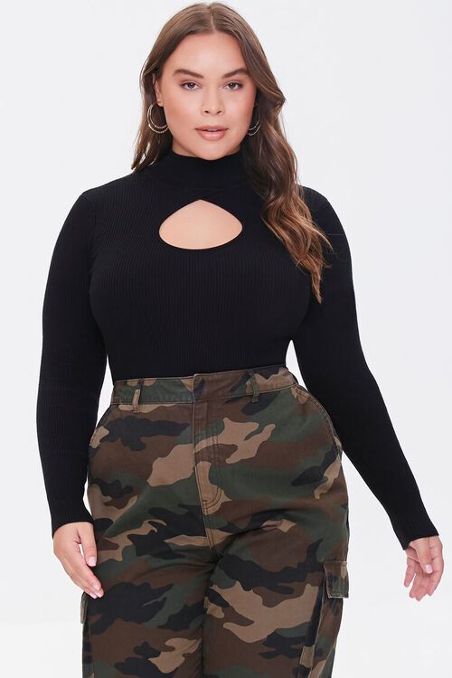 BLACK Plus Size Cutout Sweater, image 1