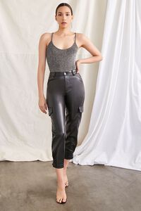 BLACK/SILVER Glitter Knit Cami Bodysuit, image 4