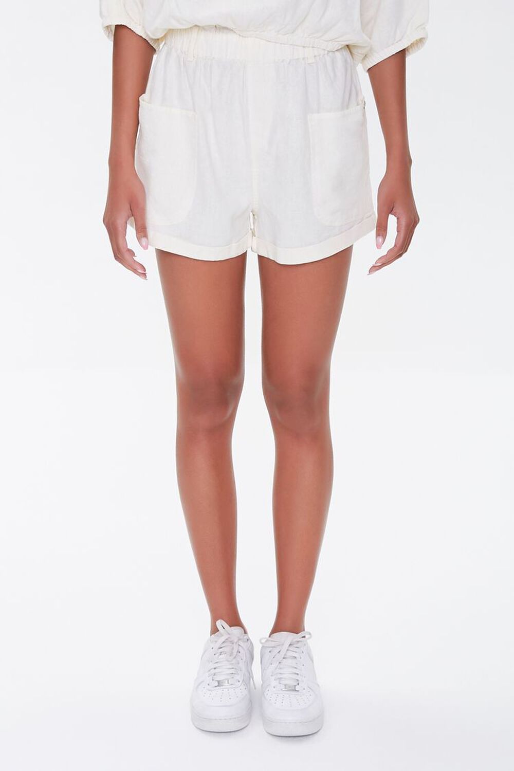 WHITE Kendall & Kylie Linen-Blend Shorts, image 2