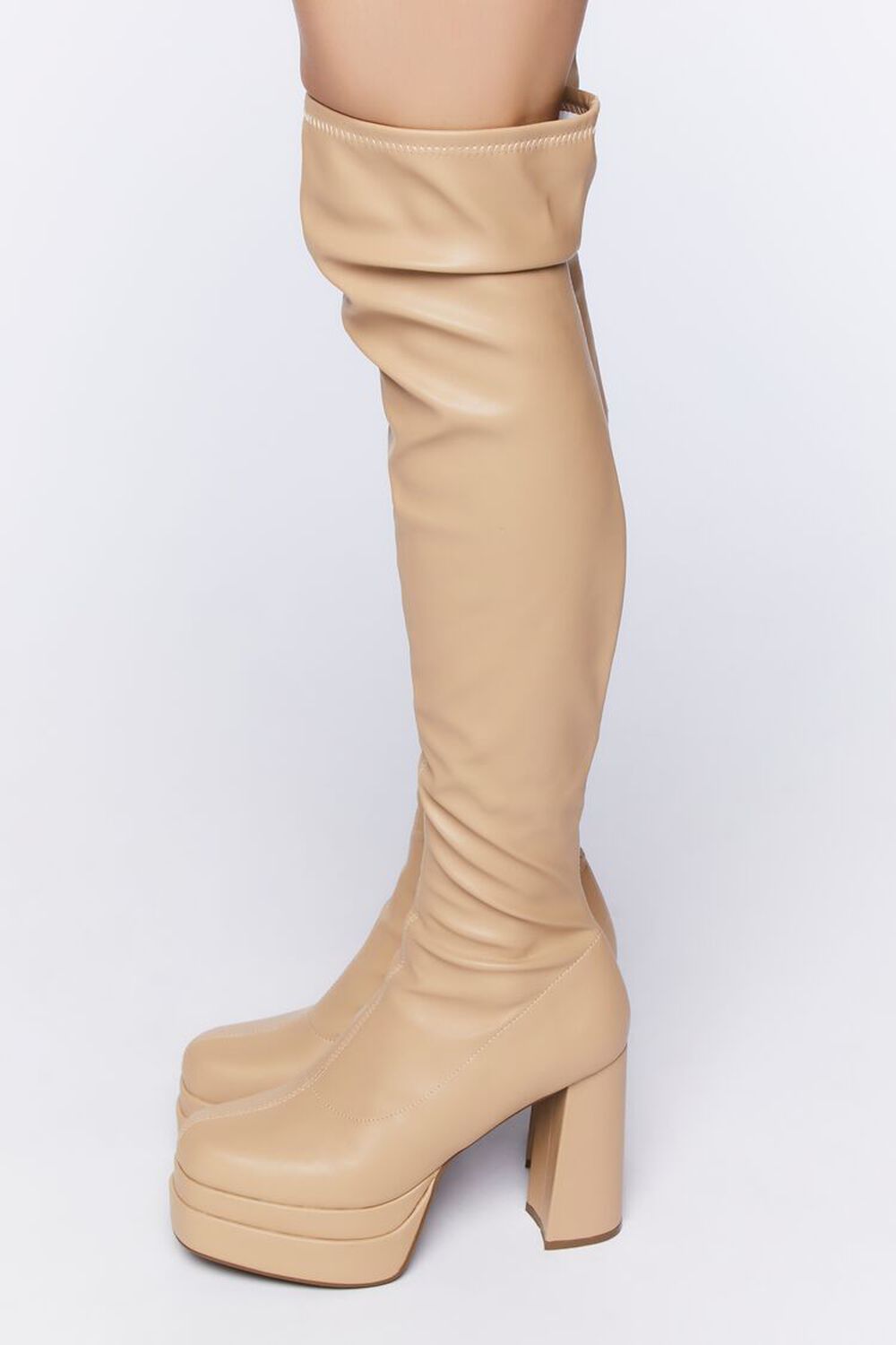 Faux Leather Over-The-Knee Platform Boots, image 2