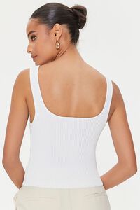 WHITE Ribbed Sweater-Knit Tank Top, image 3