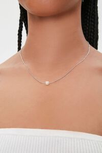 SILVER/CREAM Faux Pearl Charm Necklace, image 1
