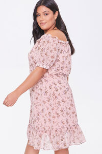 PINK/MULTI Plus Size Off-the-Shoulder Floral Print Dress, image 2