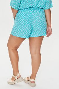 BLUE/SHERBERT Plus Size Wavy Checkered Shorts, image 4