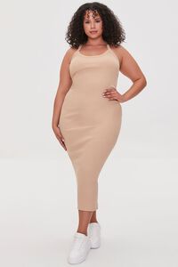 BEIGE Plus Size Cutout Midi Dress, image 1