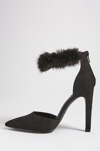 BLACK Faux Fur Ankle Strap Heels, image 2