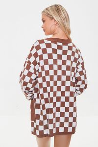 BROWN/WHITE Checkered Cardigan Sweater, image 4