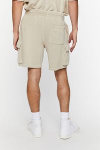 TAUPE French Terry Drawstring Cargo Shorts, image 4