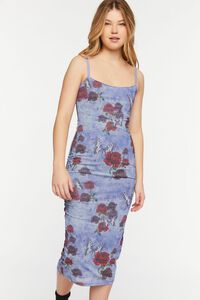 BLUE/MULTI Mesh Butterfly Rose Print Cami Dress, image 4