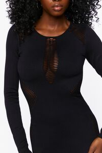 BLACK Netted Mesh Cutout Mini Dress, image 6