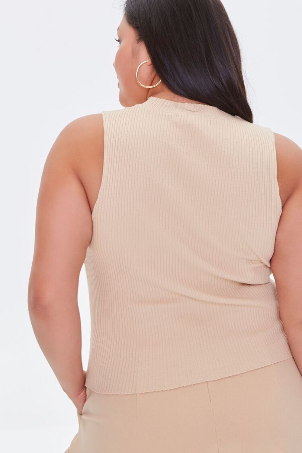 Plus Size Ribbed Cropped Tank Top, image 3