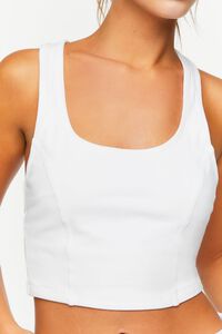 WHITE Active Cropped Racerback Tank Top, image 5