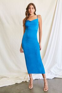 BLUE Cowl Neck Cami Midi Dress, image 4