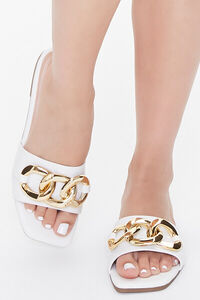 WHITE Chain-Strap Square-Toe Sandals, image 4