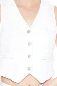 WHITE Denim Button-Up Crop Top, image 5