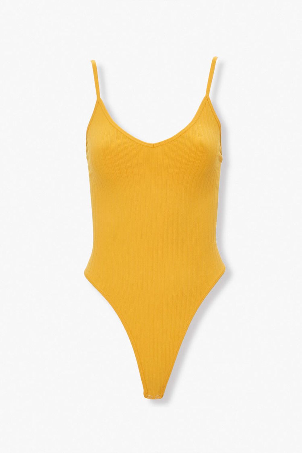 YELLOW Ribbed Seamless Thong Bodysuit, image 1