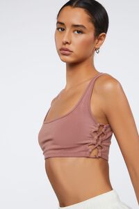 COFFEE Ribbed Crisscross Cropped Tank Top, image 2