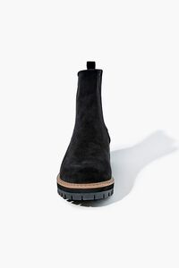 BLACK Faux Suede Lug Chelsea Boots, image 3