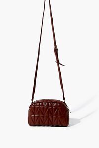 BROWN Quilted Faux Leather Crossbody Bag, image 3