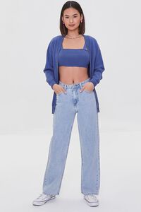 BLUE Sweater-Knit Crop Top & Cardigan Set, image 4