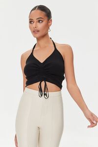 Sweater-Knit Ruched Crop Top, image 1