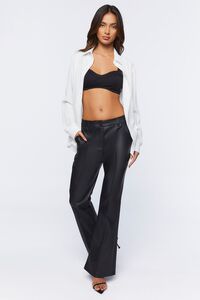 BLACK Faux Leather High-Rise Flare Pants, image 5