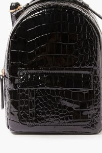 BLACK Faux Croc Leather Backpack, image 3