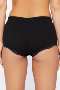 BLACK Seamless Lace-Trim Shortie Panties, image 4