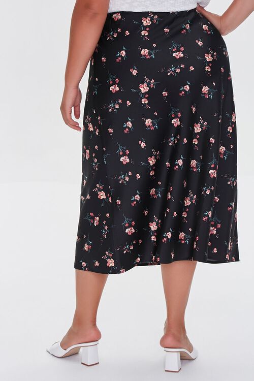 BLACK/MULTI Plus Size Floral Print Skirt, image 4