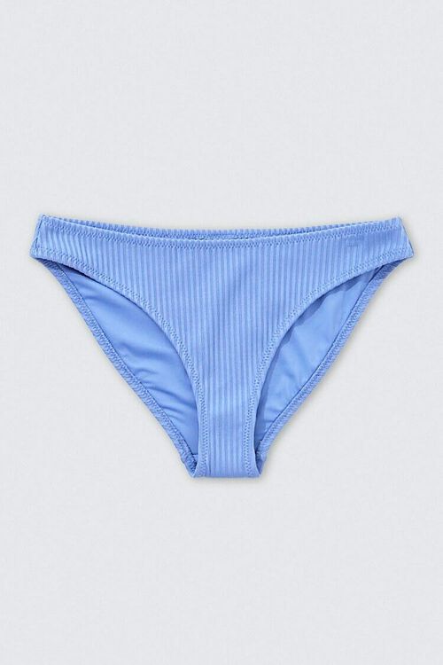 BLUE Ribbed Knit Bikini Bottoms, image 1