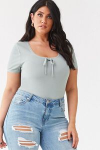 SAGE Plus Size Ribbed Scoop Neck Top, image 1