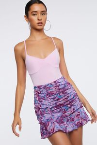 Marble Print Ruched Mini Skirt, image 1