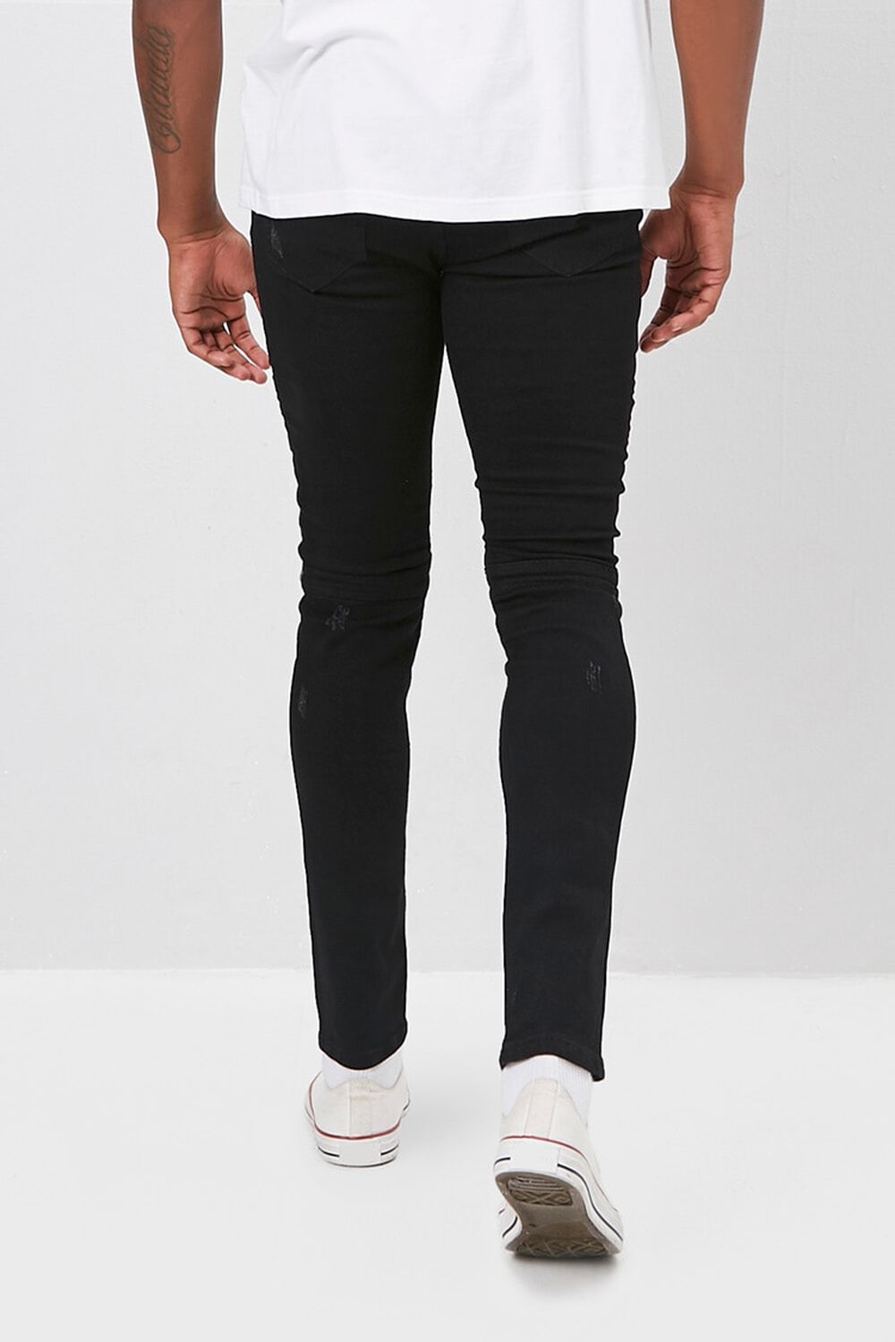 BLACK Zippered Moto Skinny Jeans, image 3