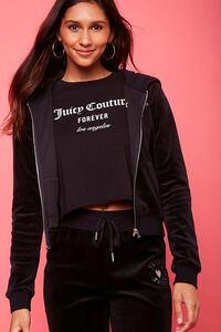 BLACK/SILVER Juicy Couture Velour Zip-Up Jacket, image 4