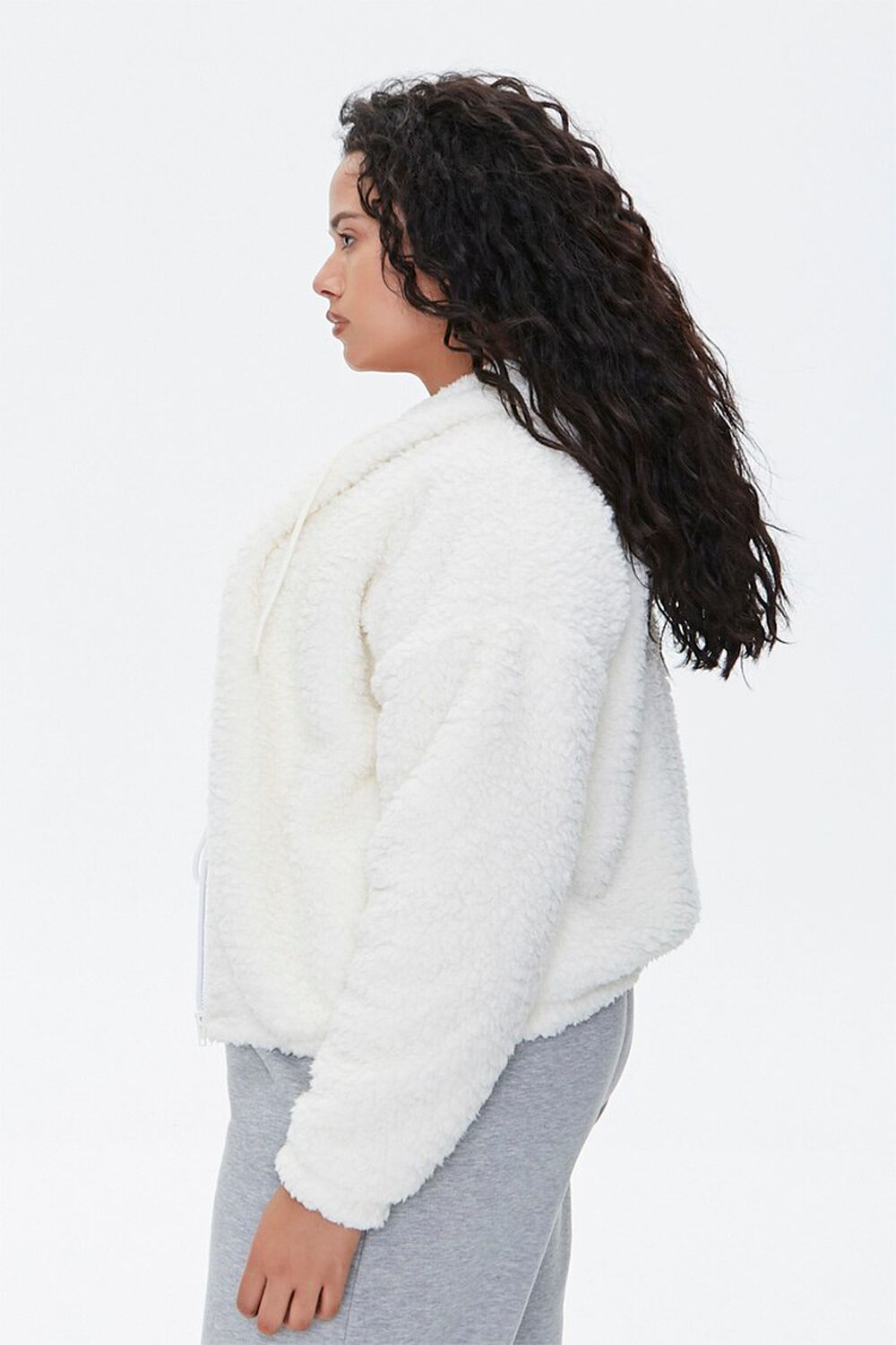 CREAM Plus Size Faux Shearling Zip-Up Hoodie, image 2