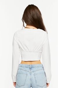 WHITE Lace-Up Seamed Crop Top, image 4
