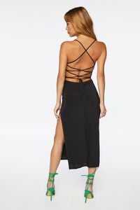 BLACK Lace-Up Midi Cami Dress, image 3