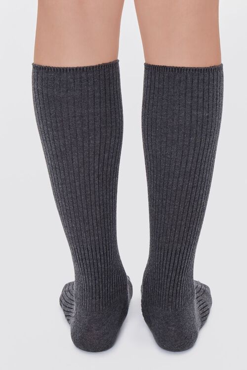 CHARCOAL Ribbed Knee-High Socks, image 3