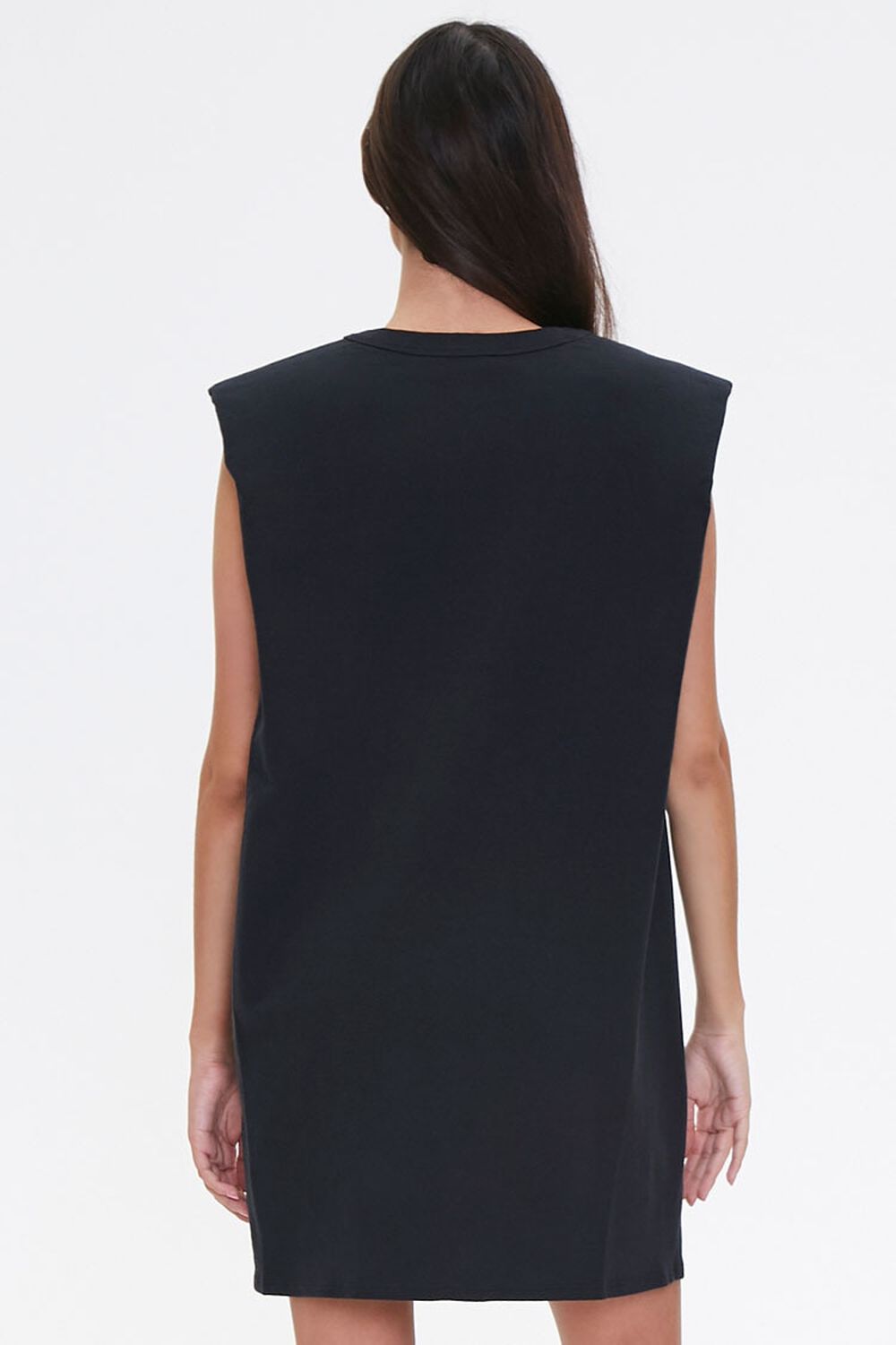 BLACK T-Shirt Shoulder Pad Dress, image 3