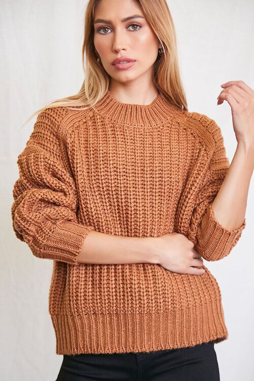 CAMEL Ribbed Drop-Sleeve Sweater, image 1