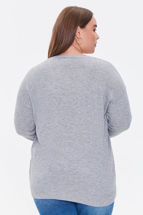 HEATHER GREY Plus Size Pocket Cardigan Sweater, image 3