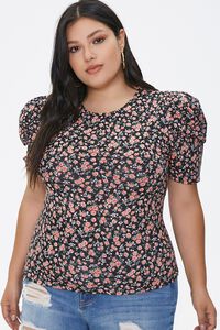 Plus Size Floral Puff-Sleeve Top, image 5