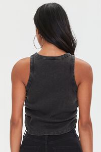 BLACK Ruched Ribbed Knit Tank Top, image 3