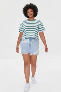 SKY BLUE/MULTI Plus Size Striped Cropped Tee, image 4